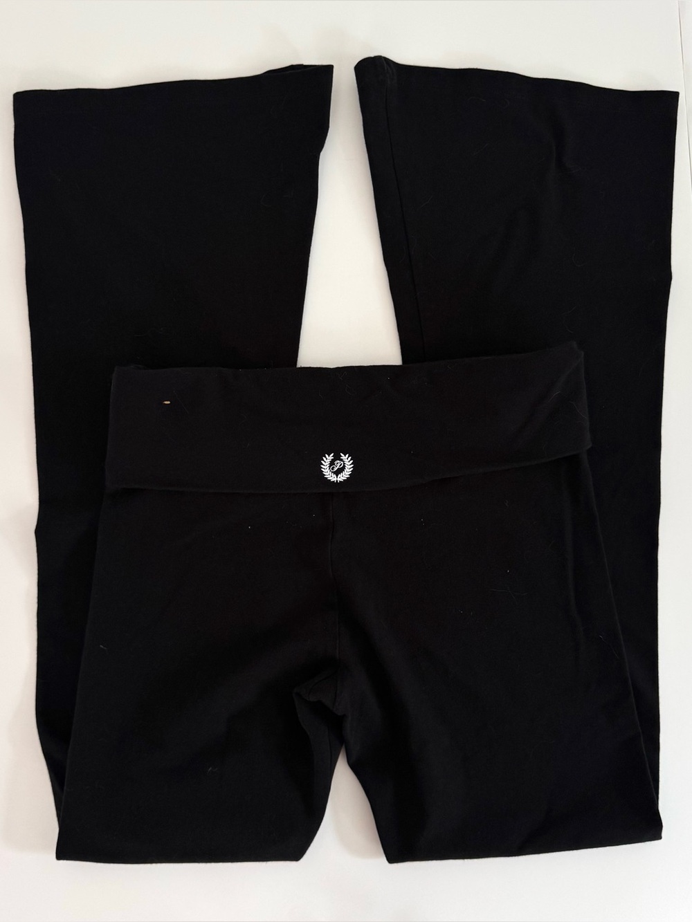 PINK Victoria's Secret Black Yoga Flare Leggings with Fold-Over Waistband